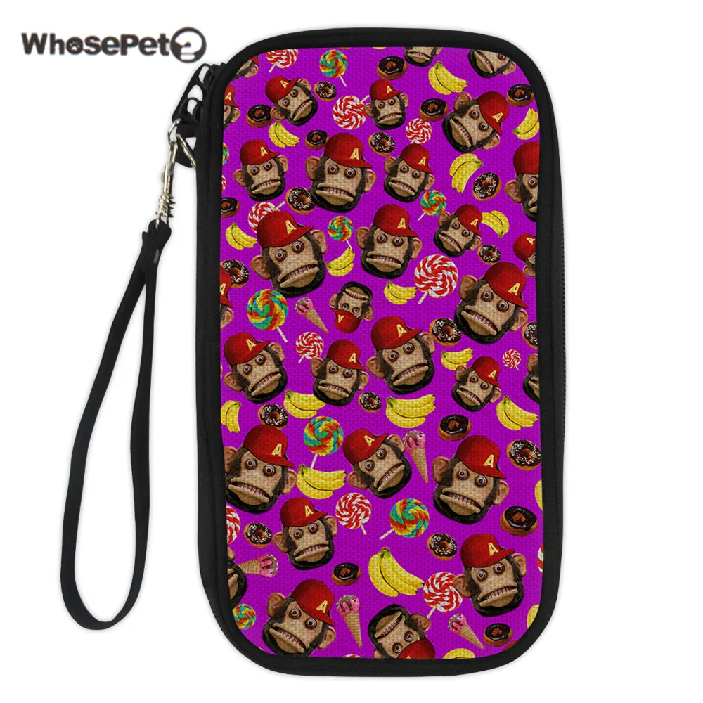 

WHOSEPET Women Wallet Passport Cover For Students Travel ID Card Holder Monkey Pattern Multifunction Causal Phonebag Porte Carte