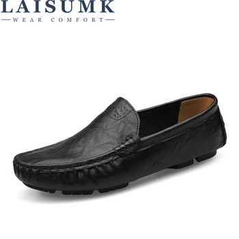 

LAISUMK Plus Size 38-50 Slip on Genuine Leather Handmade Mens Loafers Casual Moccasins Male Office Shoe Loafers Zapatos Hombre