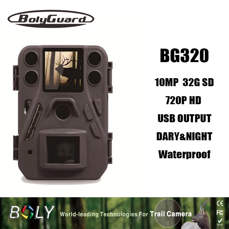 Bolyguard фото ловушки охоты Камера 10MP 720 P с 1 33 &quotЖК-дисплей Дисплей Черный ИК Ночное