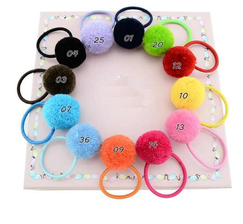 96pcs 2.5cm sweet pompoms Ball hair bobbles ponytail holder hair
