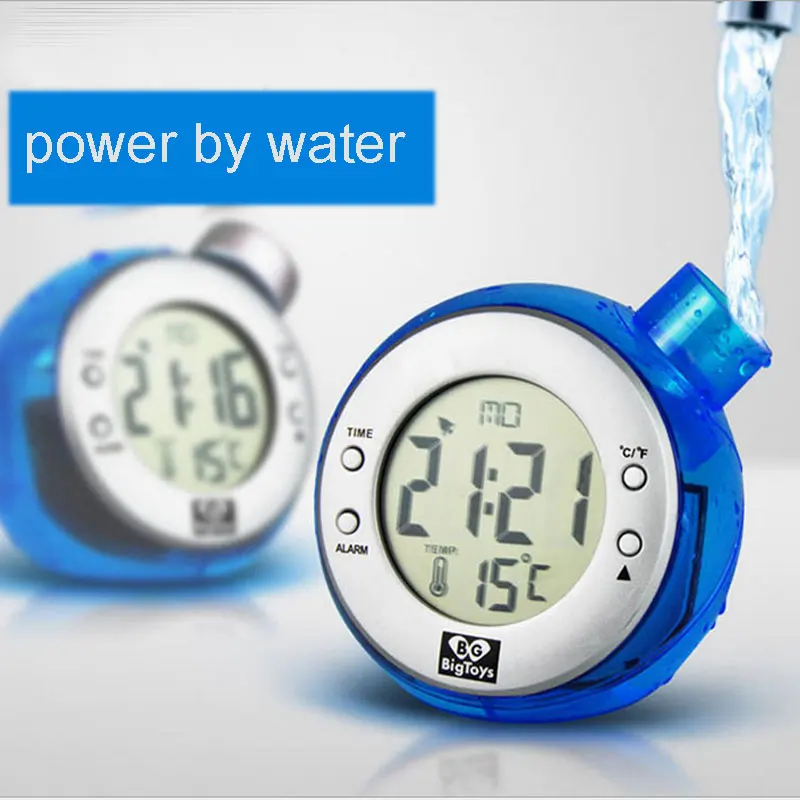 Eco friendly Water Power Digital LCD Alarm Clock Novelty Self Energy