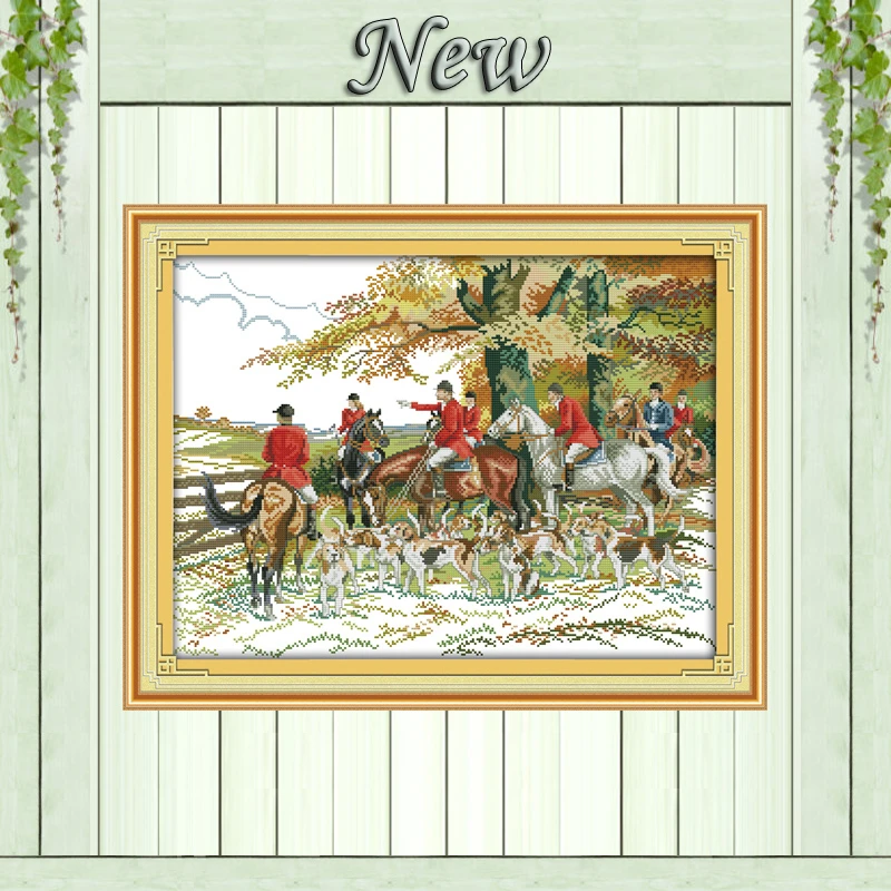 

Hunting animal tree home wall Decor paintings counted print on canvas DMC 11CT 14CT kits Cross Stitch embroidery needlework Sets