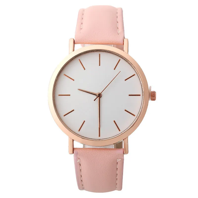 Женские часы модные розовое золото минимализм простой кожаный ремешок Кварцевые аналоговые наручные часы Роскошные женские повседневные часы# c
