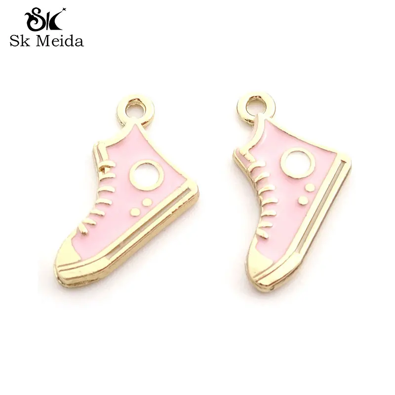 80pcs New Fashion Sports Shoe Charms 12*15mm Pink Color Shoes Charm