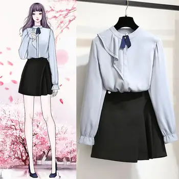 

New Summer Fashion Women's Sets Lantern Sleeve Ruffle Tops +Irregular High Waist Mini Skirt Two Pieces Set Female Chic Suit J21