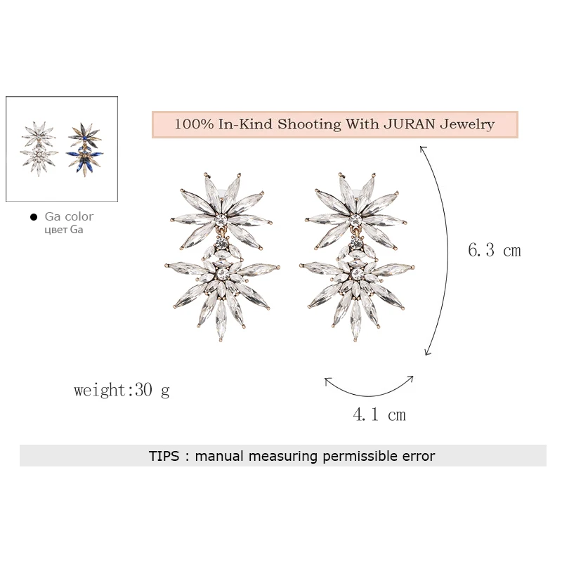 JURAN Big Crystal Star Statement dangle Earrings For Women Fahion Wedding Party Jewelry Vintage drop earrings oorbellen - Image 6