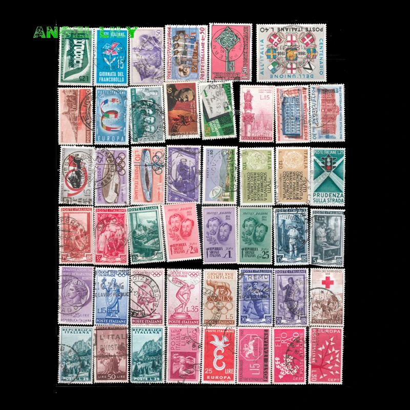 48 PCS/Lot Italian Postage Stamps With Post Mark For Collection