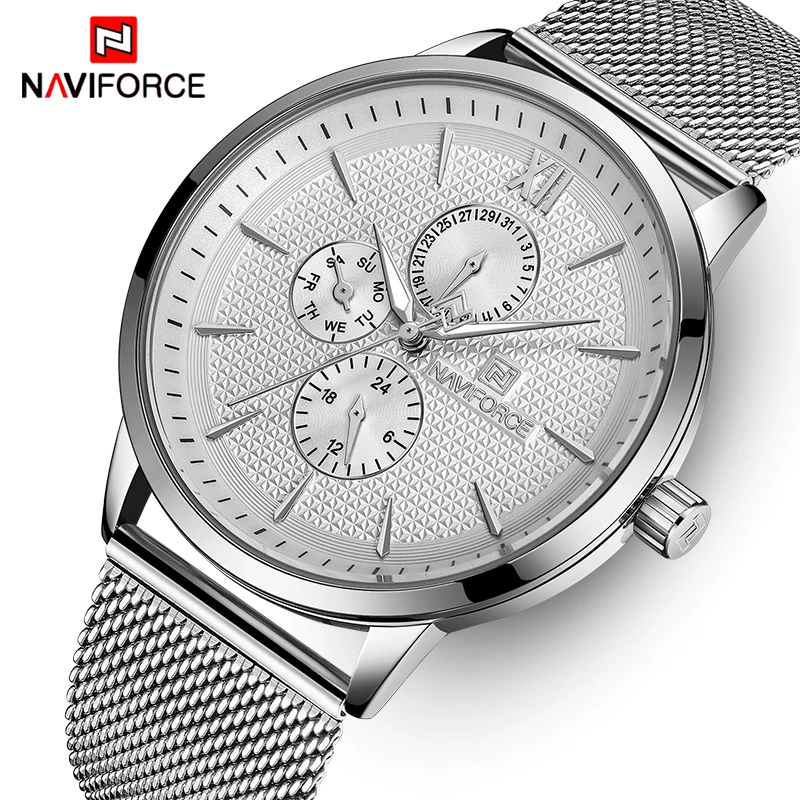 Мужские часы Топ люксовый бренд NAVIFORCE водонепроницаемые часы мужские Стальные кварцевые часы мужские деловые наручные часы с коробкой набор для продажи