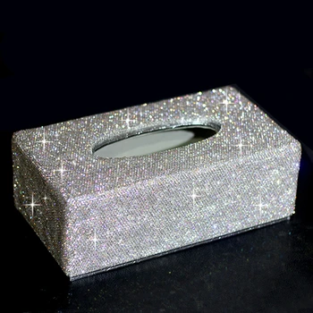 

Bling Bling Sparking Luxury Crystal Handmade Glitter Home Decorative Organizer car Tissue Holder Box