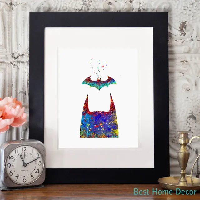 Bat Poster Fine Art Paper Watercolor Painting Batman Wall Home Bat Poster Fine Art Paper Watercolor Painting Batman Wall Home Decor Hanging Without Framed Ap016