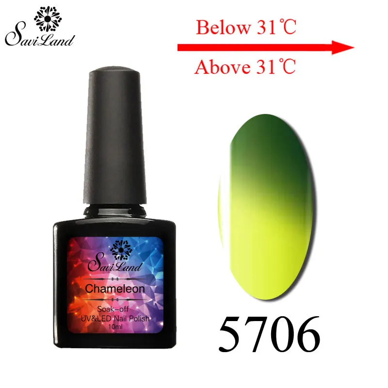 Saviland Горячая изменение температуры Цветной Гель-лак для ногтей замочить от УФ гель лак термо блеск лак наклейка для ногтей - Цвет: 5706