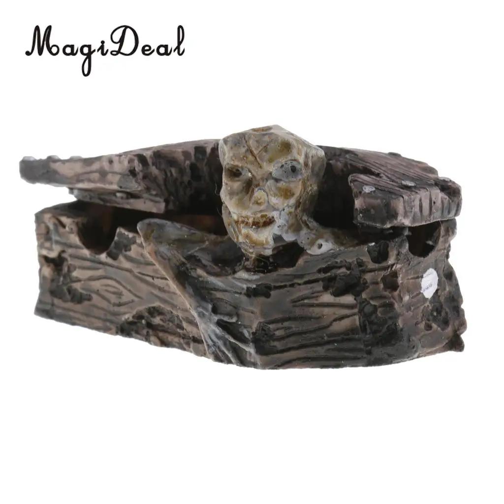 MagiDeal Resin Zombie Miniature Coffin Mummy Figurine Model Craft Sandplay Sand Table Props Garden House Yard Layout Acc