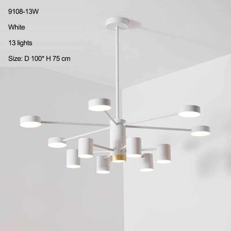 13 light white Современные светодиодные люстры потолочные скандинавские подвесные лампы для гостиной, ресторана, спальни, люстры, освещение, Lampadari, дома - Цвет абажура: 13 light white