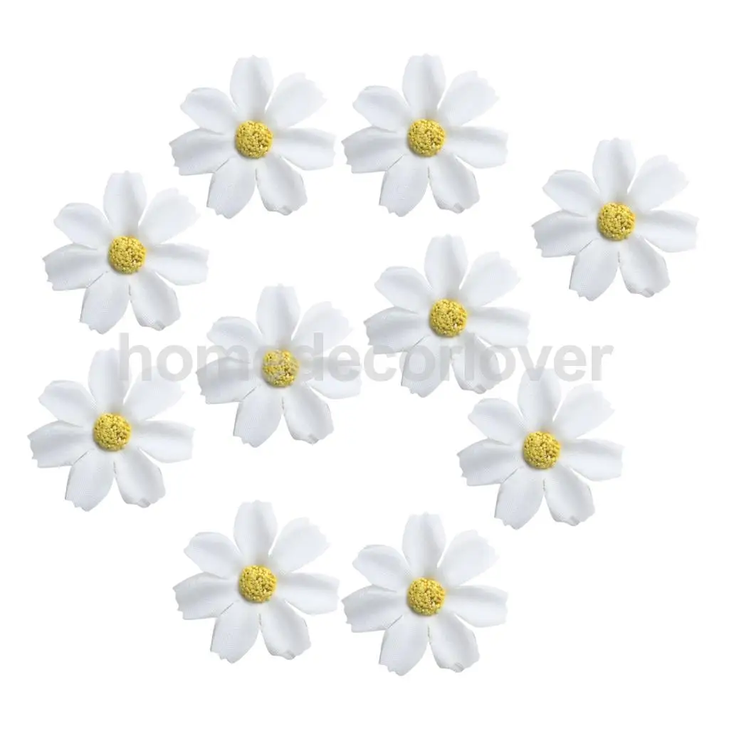 50pcs 4cm Silk Flower Daisies Flower Heads for Wedding/Car/Spring/Home/Garden Decoration Wreath DIY Floral Arts and Crafts