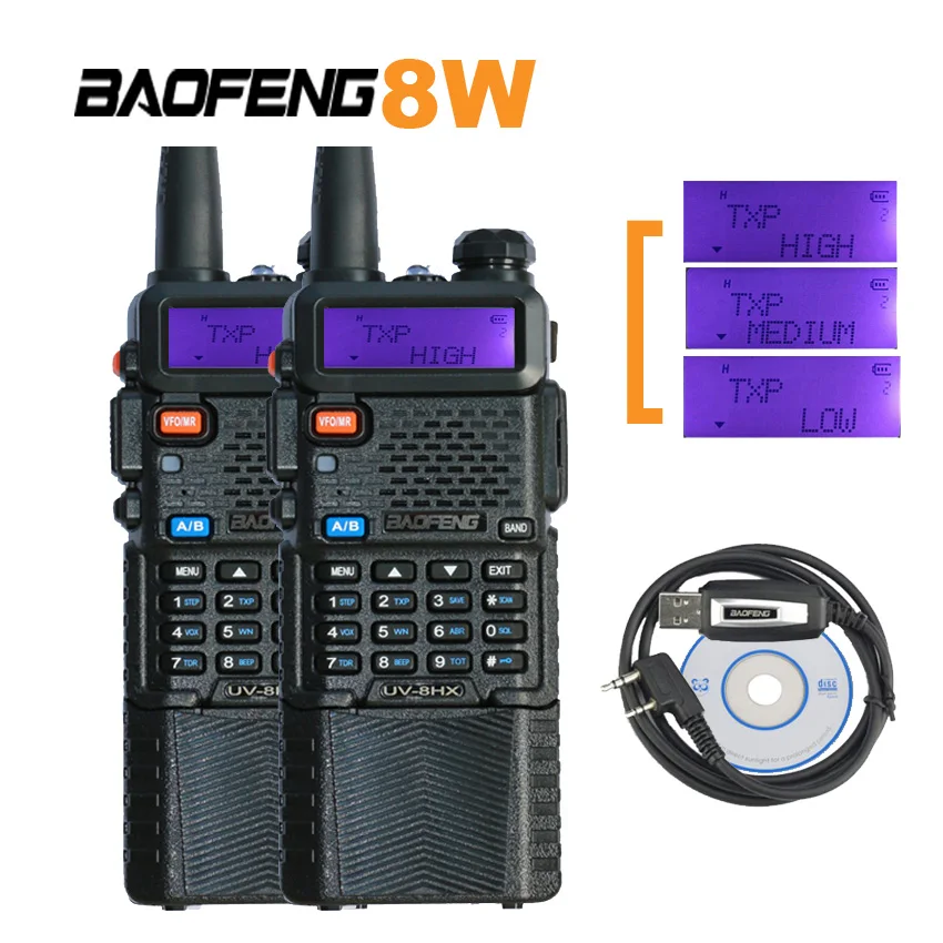 

2 PCS Baofeng mini walkie talkie two way radio UV8HX 8w ham transceiver,sister Walkie Talkie with one Nagoya NA-771 antenna