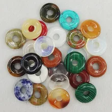 Assortiment de beignets de gogo naturels pour la fabrication de bijoux, 30 pièces, boucles de sécurité rondes, perles à la mode, vente en gros, gratuit