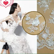 Изысканный трехмерной Цветочная вышивка кружево ажурная ткань тяжелая высокая-конец пользовательские ткань