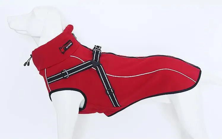 Pet Dog Jacket Polyester Fleece Lined Dog Coat with Reflective Strip Oudoor Sport Dog Clothes for Medium to Large Dogs