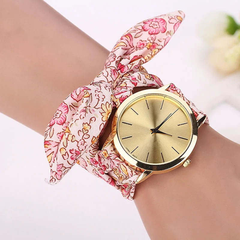 Amecior Цветочные жаккардовые кварцевые наручные часы модные женские нарядные часы высокого качества часы с тканевым ремешком сладкий женский браслет для часов - Цвет: B
