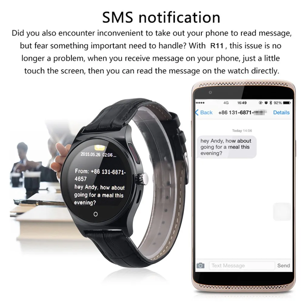 Hot RWATCH R11 Smart Watch Infrared Remote Controller Heart Rate Calls SMS Sedentary Reminder BT Music Pedometer for Android IOS29