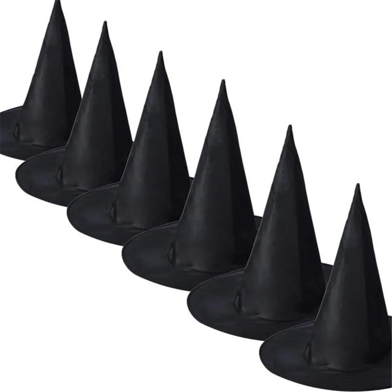 2018 New Fashion 6Pcs Adult Womens Black Witch Novelty Pointed Eye-catching Hat For Halloween Costume Accessory Cap F#L23 (6)