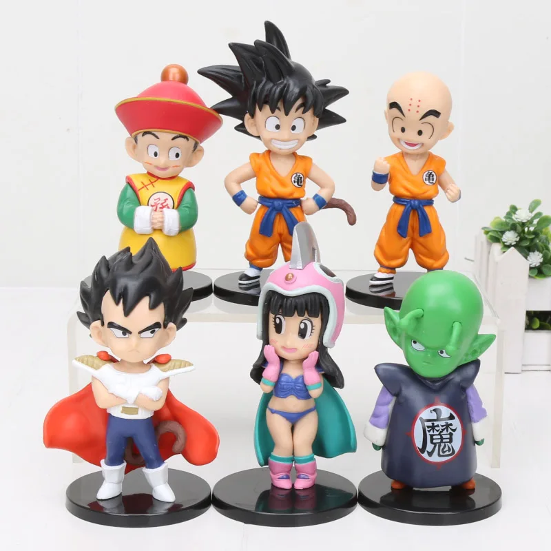 

6pcs/lot 10cm Anime Dragon Ball Z Son Goku Gohan ChiChi Piccolo Vegeta Krillin Jiren PVC Action Figure Model Doll Kids Toys