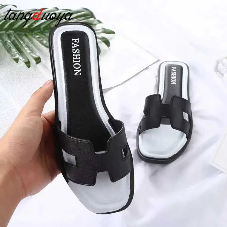 

Women shoes 2019 new spring summer sandals espadrilles air non-slip skid resistance light soft black slipper flat summer woman