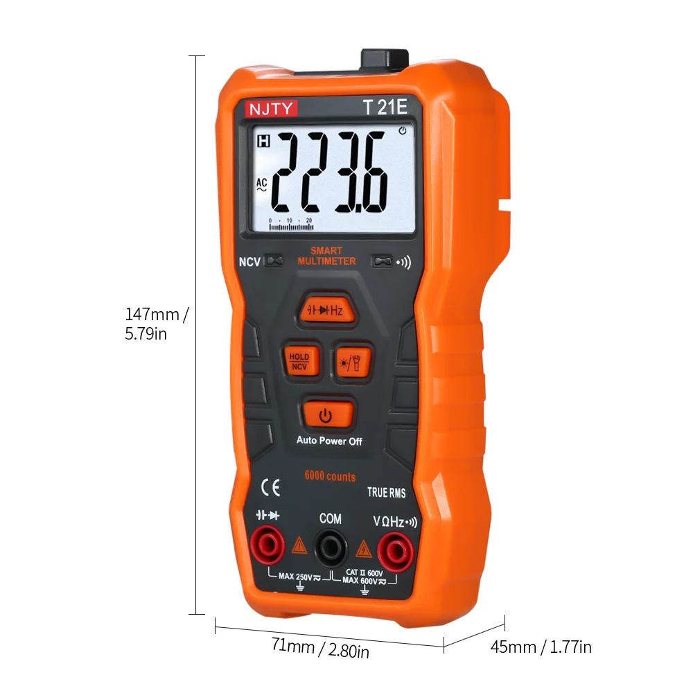 NJTY Цифровой мультиметр Мини Ручной мультиметровый вольтметр True RMS НТС DC/AC напряжение сопротивление диода тестер