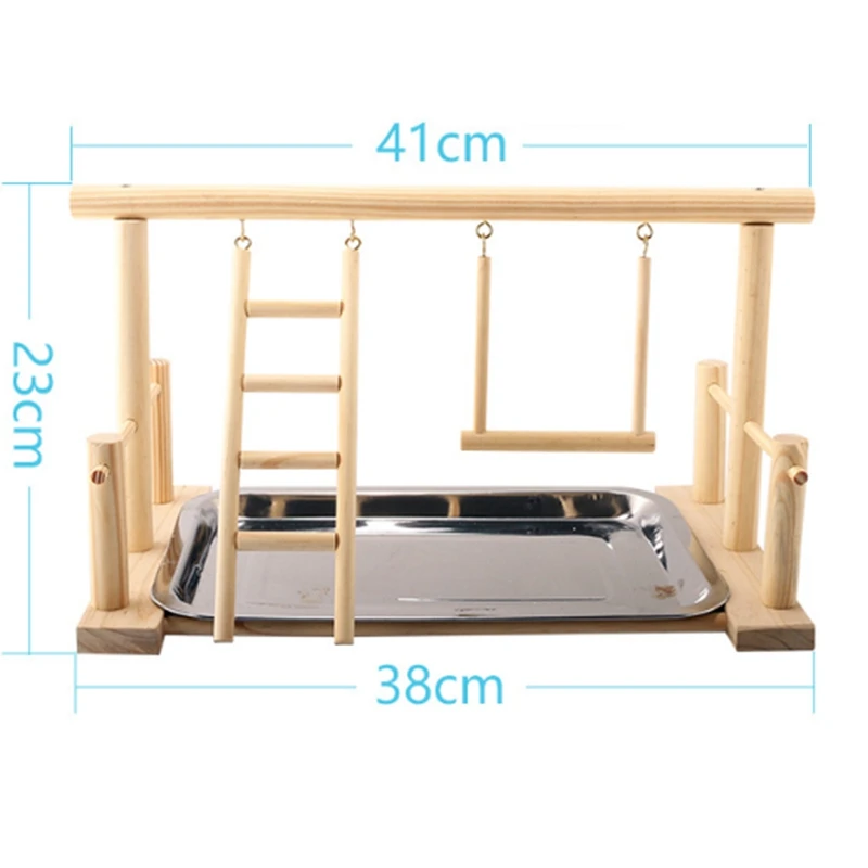 Деревянная стойка для приставки и поднос из нержавеющей стали ПЭТ рамка птица станция попугаи игровая площадка окунь тренажерный зал