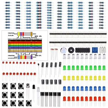 Electronics Component Basic Starter Kit w/ Precision Potentiometer, buzzer, capacitor compatible for Arduino 6