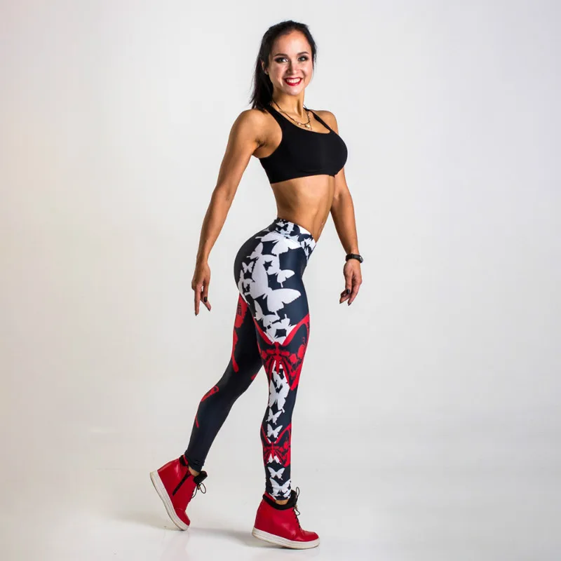 

NCLAGEN 2018 New Women Butterfly Print Leggings Bodycon Pencil Pant Elastic Workout Trousers Sexy Slim Fitness Bottoms