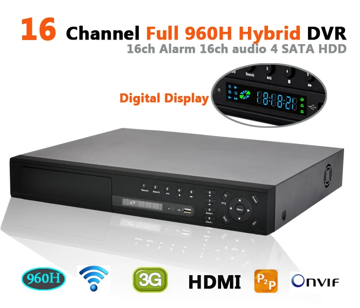 Standalone DVR 16ch full 960h full d1 ip nvr hvr cctv video surveillance support 4 SATA hdd hdmi 16 channel cctv hybrid recorder