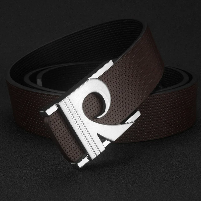 Off White Letter R Belt мужской высококачественный дизайнерский роскошный бренд из натуральной кожи ремень для молодых мужчин модный стиль cintos masculinos - Цвет: Coffee Silver-buckle