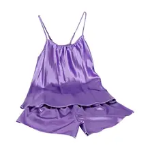 Летнее платье без рукавов корейский стиль Babydoll нижнее бельё для девочек, одежда для сна, набор ночных рубашек атласные шелковые Милая одежда для сна прочная перевязь нижнее белье