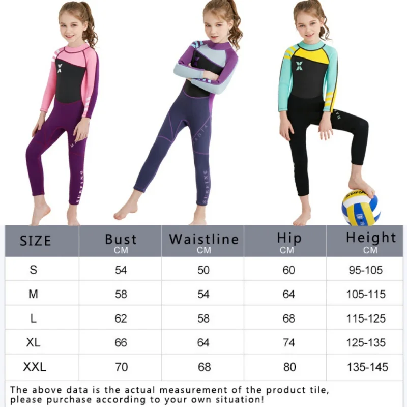 One-piece Girl Siamese warm swimsuit Neoprene Kids Diving Suit Wetsuit children for boys girls Keep Warm Long Sleeves UV protect