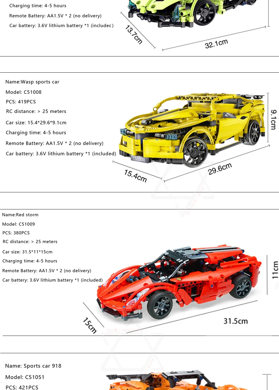 Buliding Блок RC Car Technic 1586 шт. CADA F1 и Bugatti Супер гоночный автомобиль функция электрической мощности для сбора