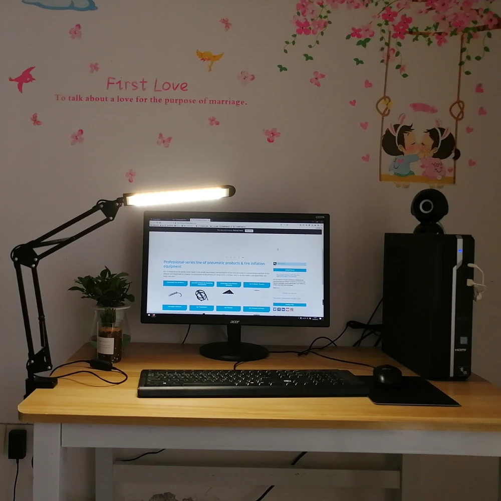 Comprar Brazo Largo lámpara de mesa de escritorio 3 modos de Color 9 brillo atenuación plegable ajustable Luz de mesa LED luz USB