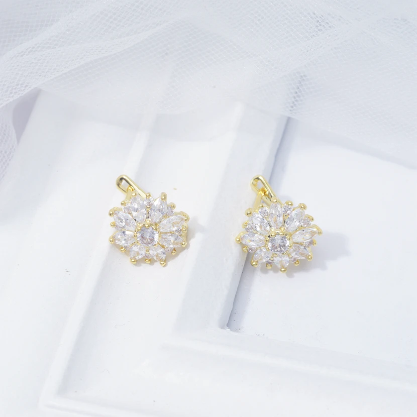 Блестящие золотые серьги-кольца в виде цветка для женщин с кристаллами и цирконием, модные ювелирные изделия brincos pendientes mujer moda