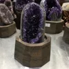 640g Natural Uruguay Purple Amethyst Hole Quartz Crystal+stand 4