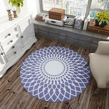 

EHOMEBUY New Arrival Carpet Modern Circle Geometric Light Purple 3D Printing Anti Slip Foot Pad Home Floor Decor Mats Rugs Pads