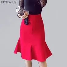 4XL 5XL красные и черные юбки большого размера для женщин элегантные офисные юбки для дам гофрированные облегающие Meramaid Юбка Saia Midi
