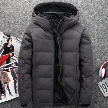 

White Duck Down Jackets Mens Warm Winter Thick Down Coat Men Casual Jackets Hooded Men Parka Jaqueta Masculina Outerwear JK-679