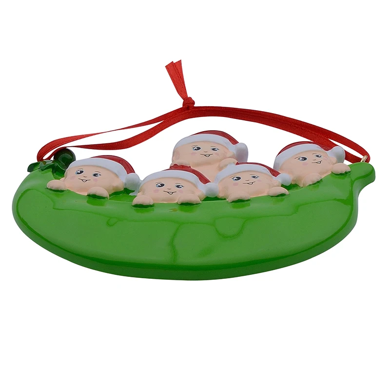 Resin Peapod Family Of 5 Christmas Ornaments Personalized Gifts Write Own Name Holiday Home Decor Hand Painted Craft Souvenir