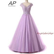 ANGELSBRIDEP cap Shoulder Vestido Madrinha длинные платья подружек невесты сексуальные v-образным вырезом аппликация длиной до пола женские платья вечерние платья