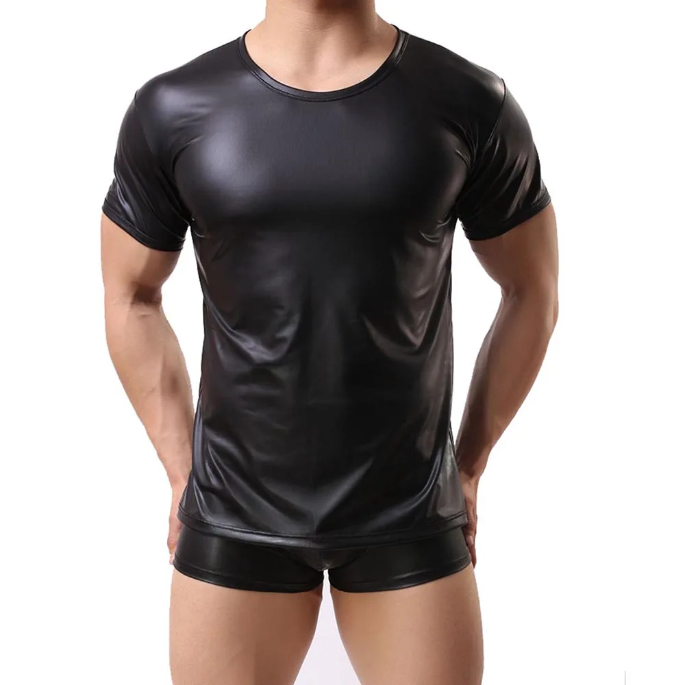 Pu レザー Tシャツ男性セクシーなフィットネスゲイ Tシャツ Tシャツトップスステージ Wetlook フェイクレザー半袖セクシーな男性ゴシックトップ Tシャツ Aliexpress Pu レザー Tシャツ男性セクシーなフィットネスゲイ Tシャツ Tシャツトップスステージ Wetlook フェイクレザー半袖セクシーな男性ゴシックトップ Tシャツ Aliexpress