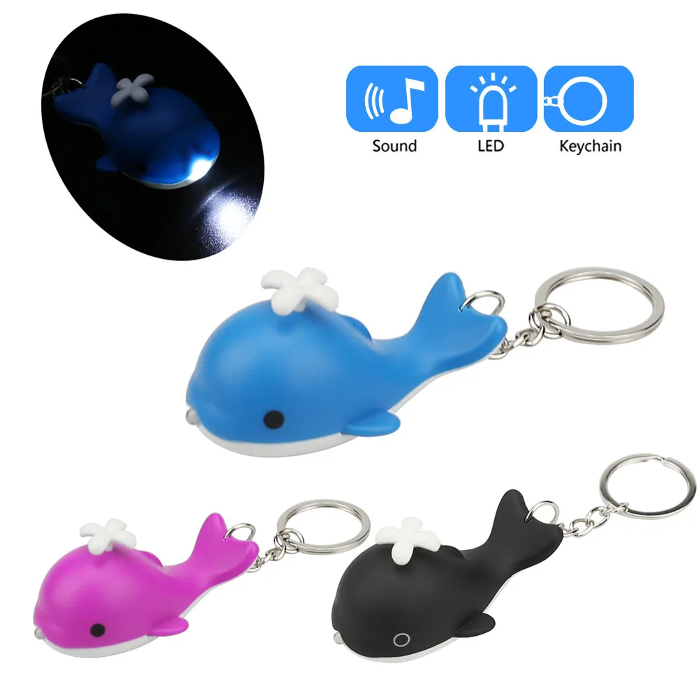 

Cute Cartoon Dolphin Keychain With LED Light And Sound Keyfob Kids Toy Gift