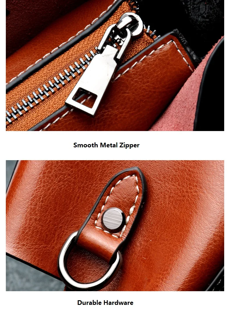 MJ Women Leather Handbag Fashion Oil Wax Leather Tote Bag Female Luxury Shoulder Crossbody Bags Small Woman Messenger Bag (17)