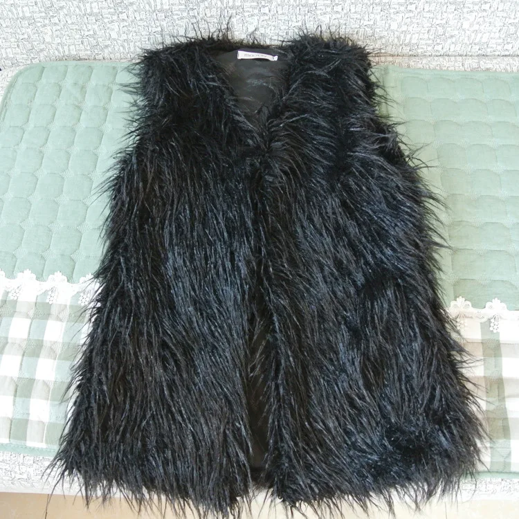 

New Fashion Women Winter Cothes long Imitation Mongolia Sheep Fur Vest Faux Fur waistcoat furry Jacket