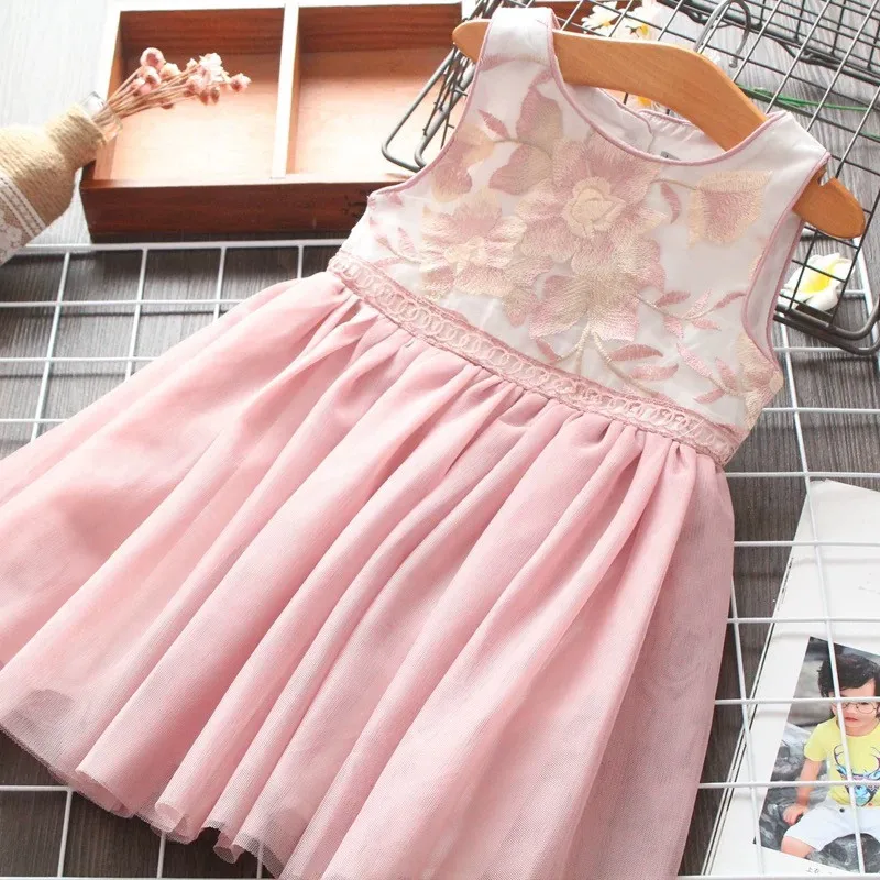 Одежда для детей 0-14 лет; костюм для малышей; летнее кружевное розовое платье принцессы для свадебной вечеринки; элегантные Детские платья для девочек