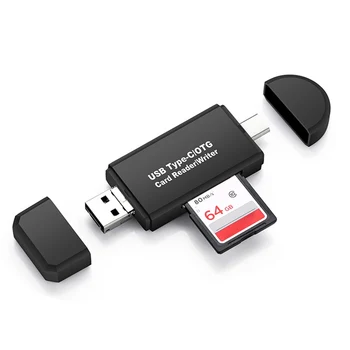 

Hot Sale 3 In 1 USB Type C Micro USB OTG Card Reader High-speed USB2.0 Universal TF SD for Android computer Extension Headers